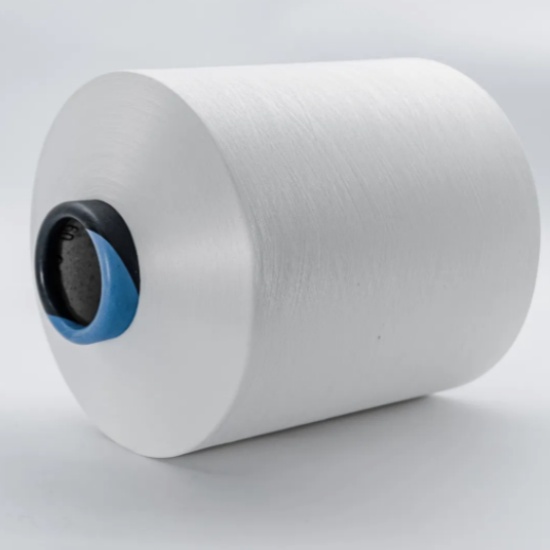 Hilo elástico de poliéster similar al algodón para tejer o tejer, blanco crudo opaco